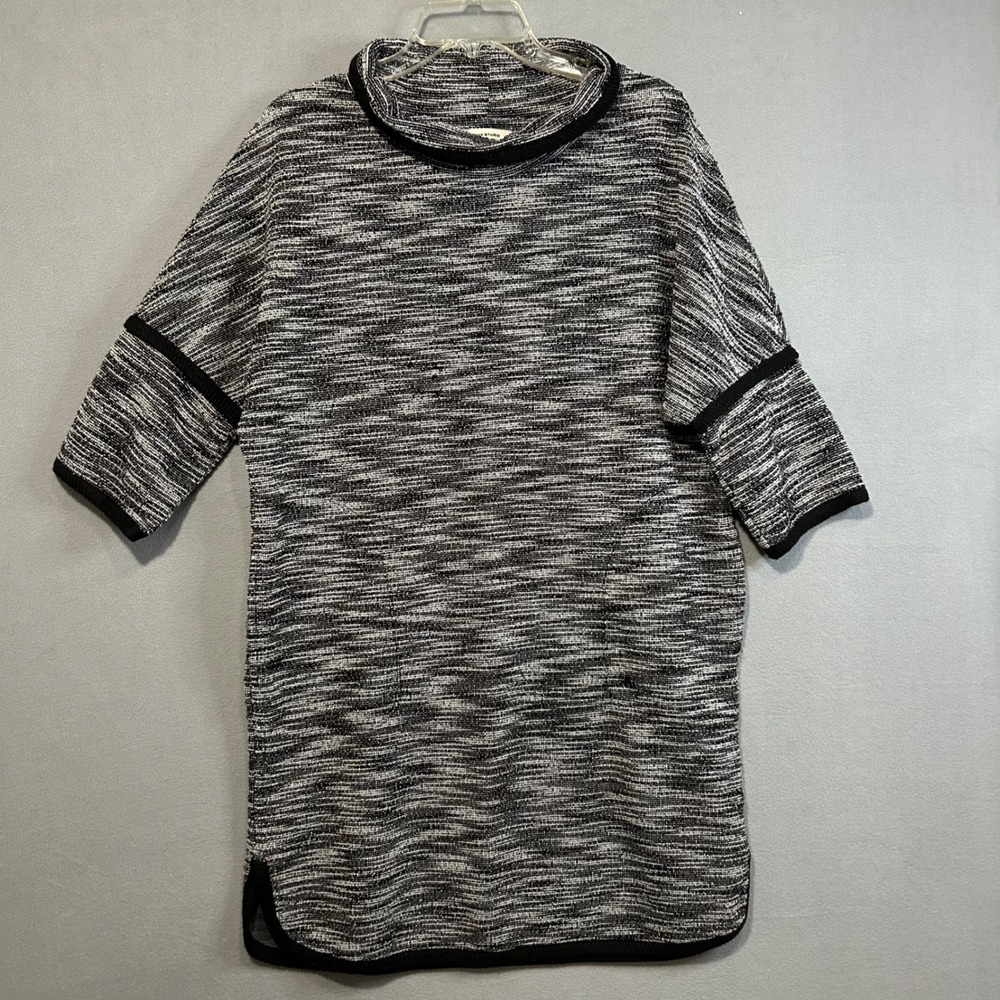 MAX STUDIO Pullover Dress Women's Size Large Black White Marled Knit Mock Neck‎